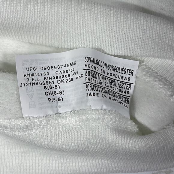 Hanes EcoSmart Kids White Sweatshirt Size 6-8 - Picture 3 of 12